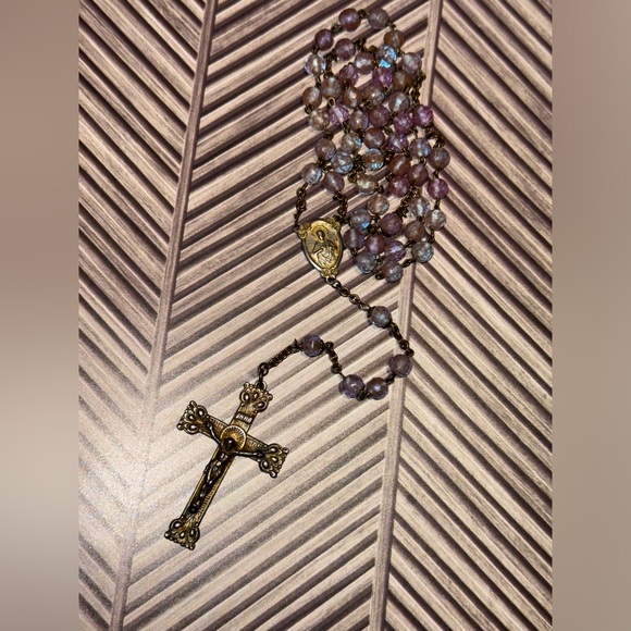 Antique 19th century Saphiret Glass Bead Rosary - Picture 5 of 8